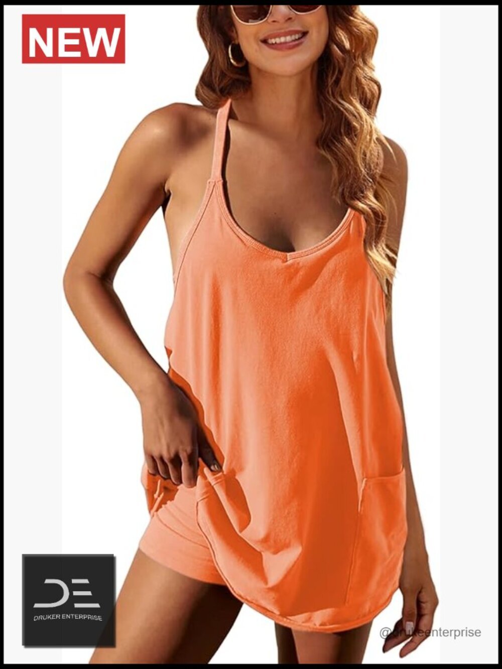 Sleeveless Mini Dress with Built-in Shorts Spaghetti Strap Athletic Sundress